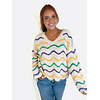 MARDI GRAS STRIPES VNECK SWEATER
