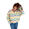 MARDI GRAS STRIPES VNECK SWEATER