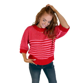  RED STRIPE SLOUCHY SWEATER
