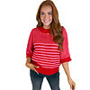 RED STRIPE SLOUCHY SWEATER