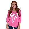 Pink Stich Trim Bow Sweater