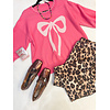 Pink Stich Trim Bow Sweater