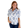 FRENCH FLORAL BUTTON DOWN TRIM TOP