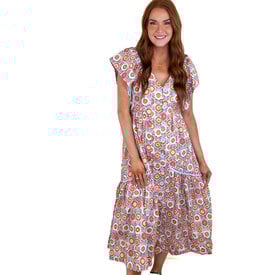  Floral VNeck Novelty Button Maxi