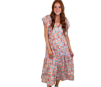 Floral VNeck Novelty Button Maxi