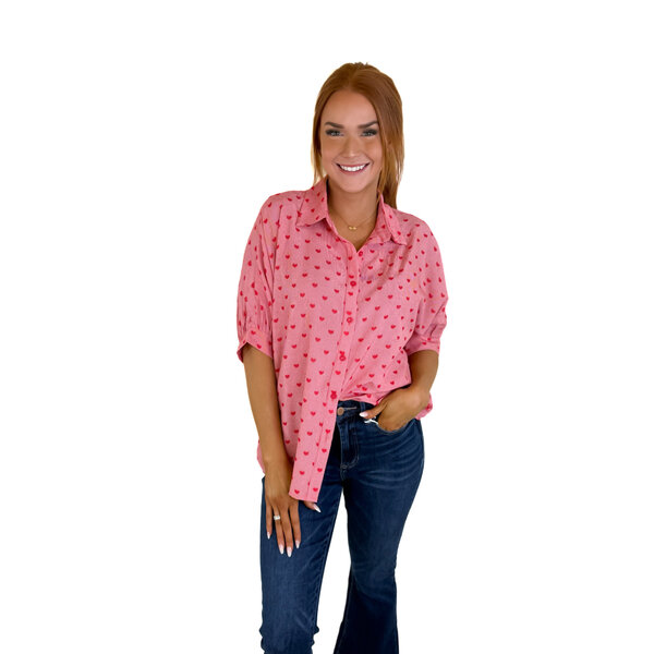  ALL HEARTS BUTTON UP