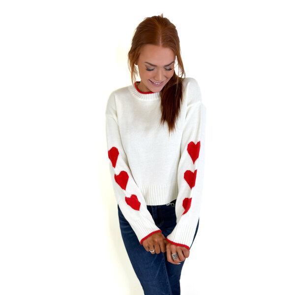  OFF WHITE HEART SLEEVE SWEATER