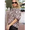 LEOPARD DENIM PLEAT SLV TOP