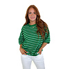 STRIPED KNIT GREEN SHORT SLV SWEATER