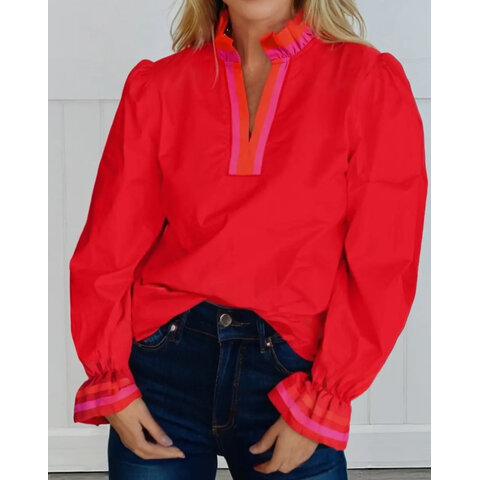 RED COLORBLOCK TOP