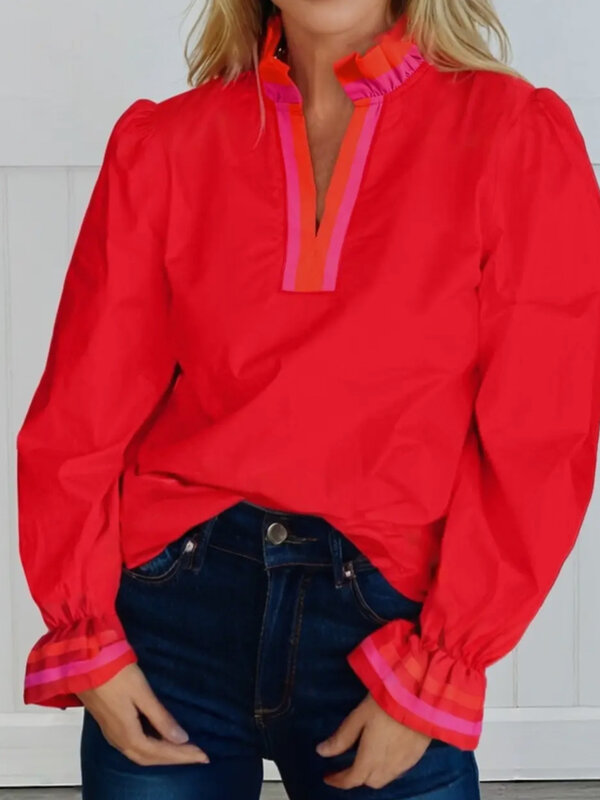 RED COLORBLOCK TOP