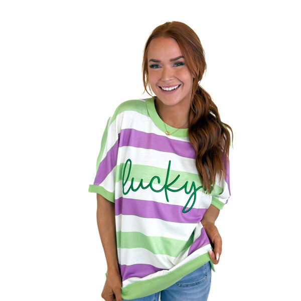  Stripe Lucky Clover Top
