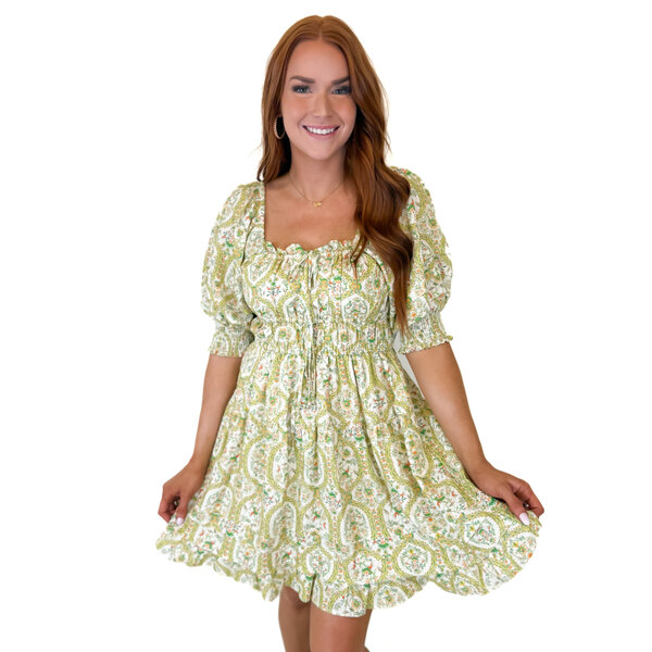  Yasmin Dress- Basil Mosaic