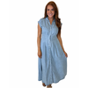 DENIM MIDI CAP SLEEVE DRESS