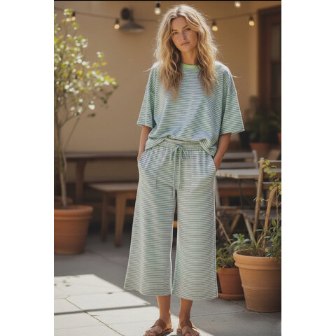 MINT/LILAC STRIPE PANT SET