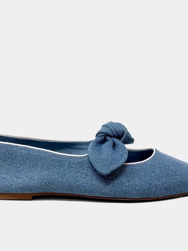 DENIM BOW FLAT