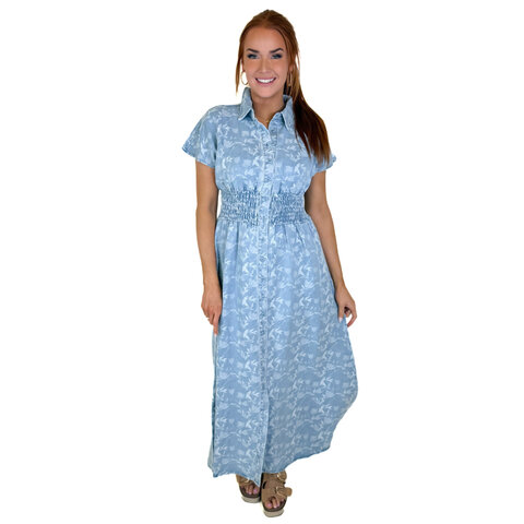 PLAITED BLUE MAXI DRESS