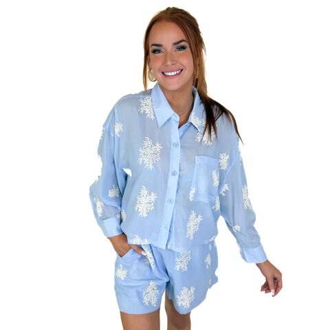 BLUE EMBROIDERED SET