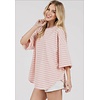 PINK/CREAM OVERSIZED STRIPE TOP