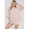 PINK/CREAM OVERSIZED STRIPE TOP