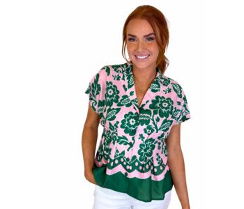 JADE PETALS WAIST PLEATED BLOUSE