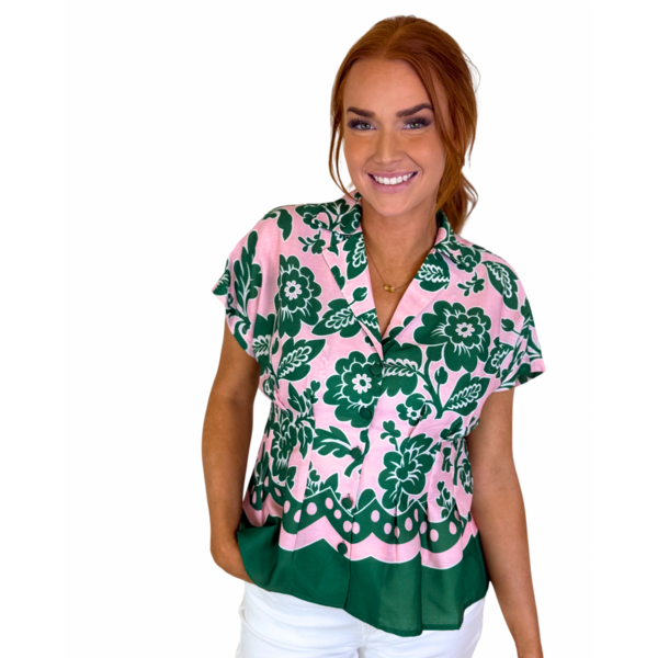  JADE PETALS WAIST PLEATED BLOUSE