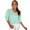 GREEN STRIPE PUFF SLV TOP