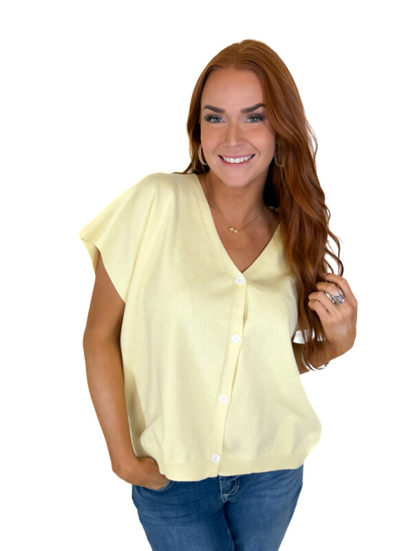 YELLOW SHORT SLV CARDIGAN