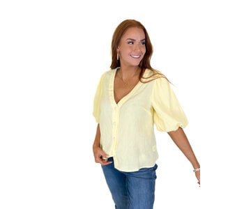 YELLOW BUBBLE SLEEVE TOP