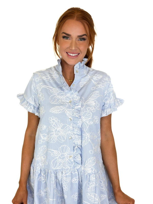 CALYPSO RUFFLE BUTTON UP DRESS