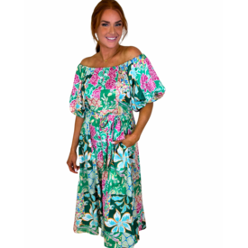  OTS GARDEN QUILT PRINT DRESS