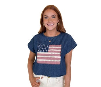 MIXED FABRIC FLAG TOP