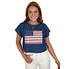 MIXED FABRIC FLAG TOP