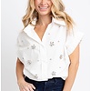 SOLID POPLIN WHITE JEWELED TOP