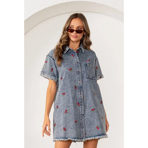  CHERRY DENIM DRESS