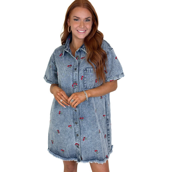  CHERRY DENIM DRESS
