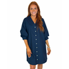 NAVY PEARL BUTTON DRESS