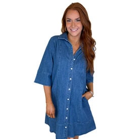  SHORT DENIM COLLARED DRESS