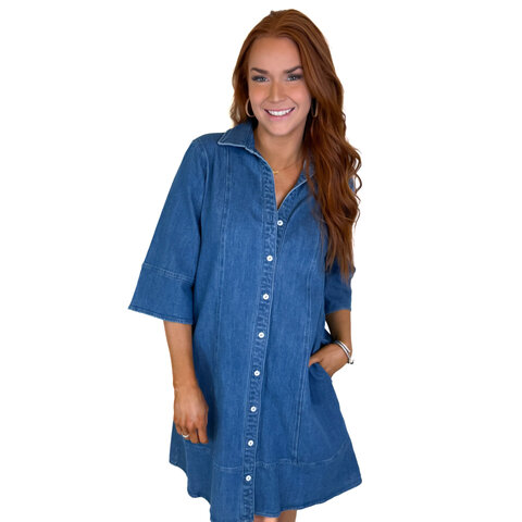 SHORT DENIM COLLARED DRESS