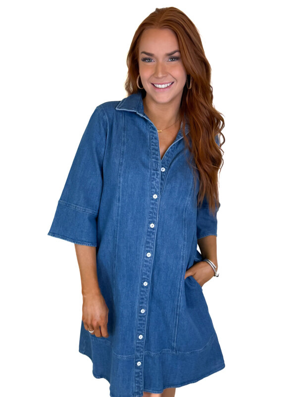 SHORT DENIM COLLARED DRESS