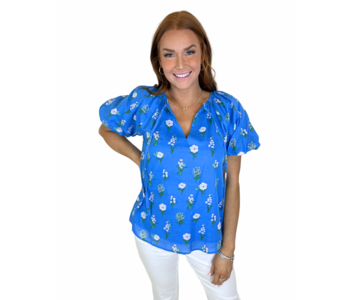JAZLEEN FLORAL BLUE TOP