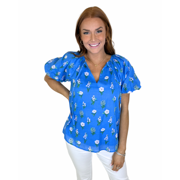  JAZLEEN FLORAL BLUE TOP