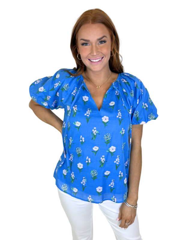 JAZLEEN FLORAL BLUE TOP