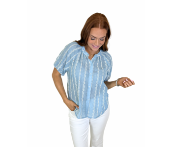 BLUE EMBROIDERED TOP