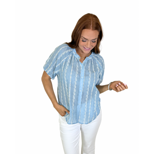  BLUE EMBROIDERED TOP