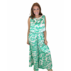 GREEN SATIN PRINTED PANT SET