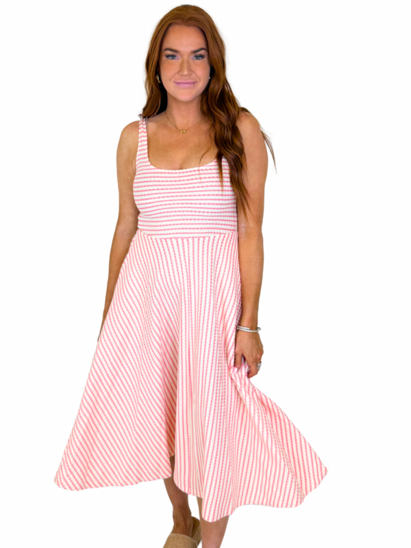 AUDREY DRESS - PINK/IVORY