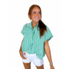 STRIPE POPLIN VNECK COLLAR TOP