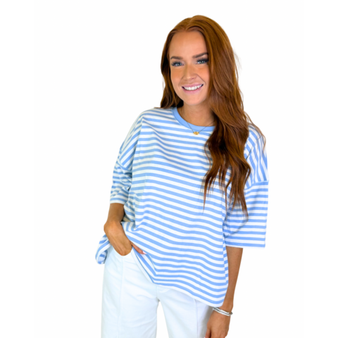 BLUE/WHITE STRIPE TEE