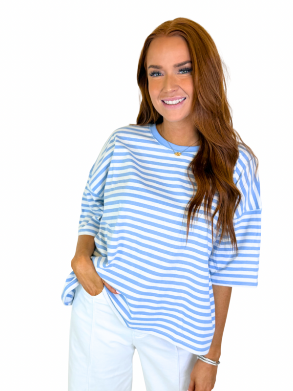 BLUE/WHITE STRIPE TEE